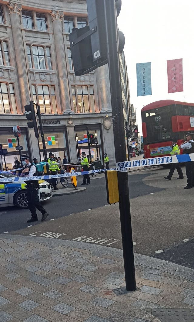 Picture taken with permission from the Twitter feed of @okubax following an incident at Oxford Circus, central London 