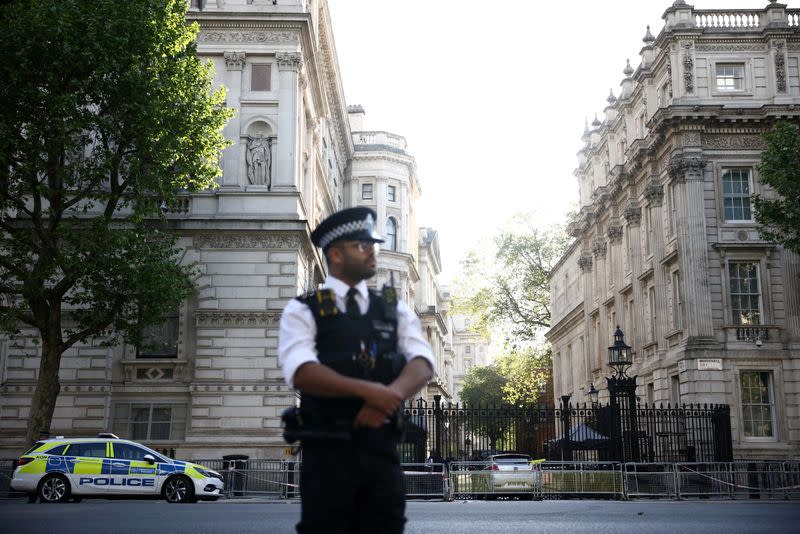 Car crashes into front gates of Downing Street in London