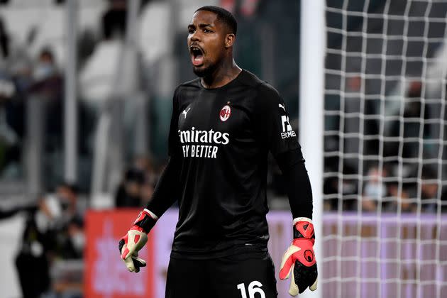 Mike Maignan face à la Juve ce dimanche 19 septembre au Juventus Stadium, à Turin. (Photo: Insidefoto via Getty Images)