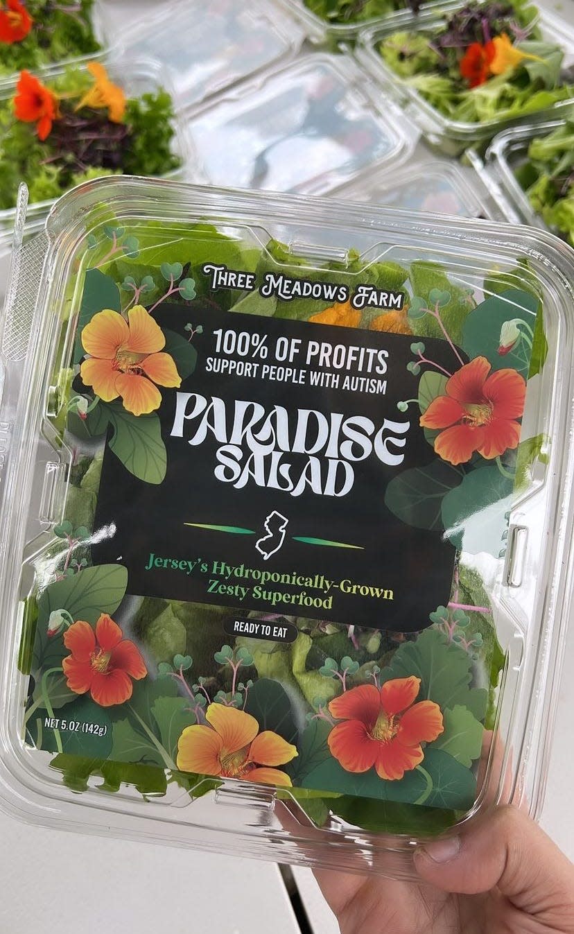 Students at Somerset Hills Learning Institute in Bedminster who work at the school’s social enterprise Three Meadows Farm have brought a new product, Paradise Salad, to ShopRite of Chester, their first retail partner.