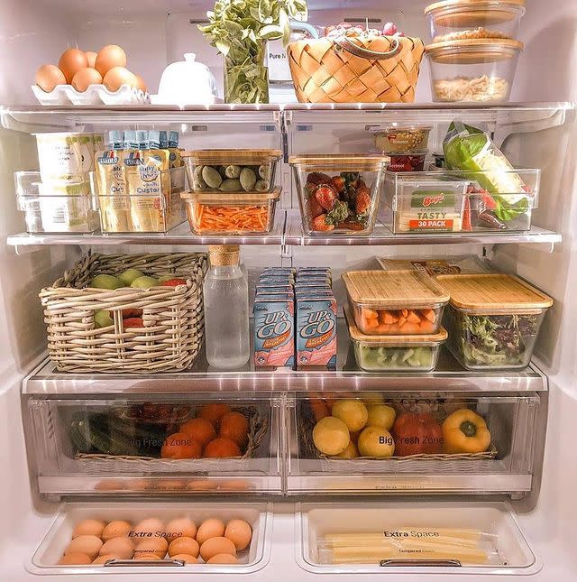 <p>It's so easy not to factor the contents of your fridge into things when you think about organisation but we promise it'll instantly make you feel so much better. Plus if you have a clearer picture of what you have in, you'll buy less and waste less.</p><p><a class="link " href="https://go.redirectingat.com?id=127X1599956&url=https%3A%2F%2Fwww.johnlewis.com%2Fthe-home-edit-idesign-divided-fridge-drawer%2Fp5045067%3Fsku%3D238759145%26s_ppc%3D2dx92700065455197625%26tmad%3Dc%26tmcampid%3D2%26gclid%3DCj0KCQjw1ouKBhC5ARIsAHXNMI_ylLG-IwbW4XDSWVvWV6REaFrO_tH-YOf-58iJ8QXjy5TSEXQM5V0aArqMEALw_wcB%26gclsrc%3Daw.ds&sref=https%3A%2F%2Fwww.cosmopolitan.com%2Fuk%2Finteriors%2Fg3725%2Fclever-storage-solutions%2F" rel="nofollow noopener" target="_blank" data-ylk="slk:SHOP NOW;elm:context_link;itc:0;sec:content-canvas">SHOP NOW</a></p><p><a href="https://www.instagram.com/p/CK0O6rynkaY/" rel="nofollow noopener" target="_blank" data-ylk="slk:See the original post on Instagram;elm:context_link;itc:0;sec:content-canvas" class="link ">See the original post on Instagram</a></p>