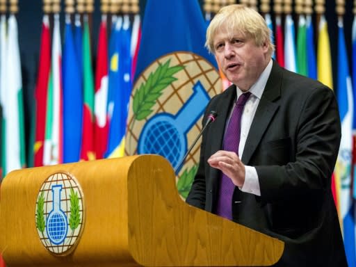 British Foreign Secretary Boris Johnson addressed a special session of the OPCW's top policy-making body in The Hague on Tuesday