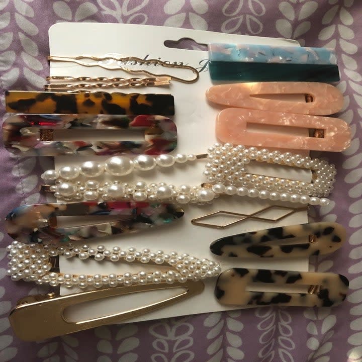 A reviewer photo of some of the hair clips