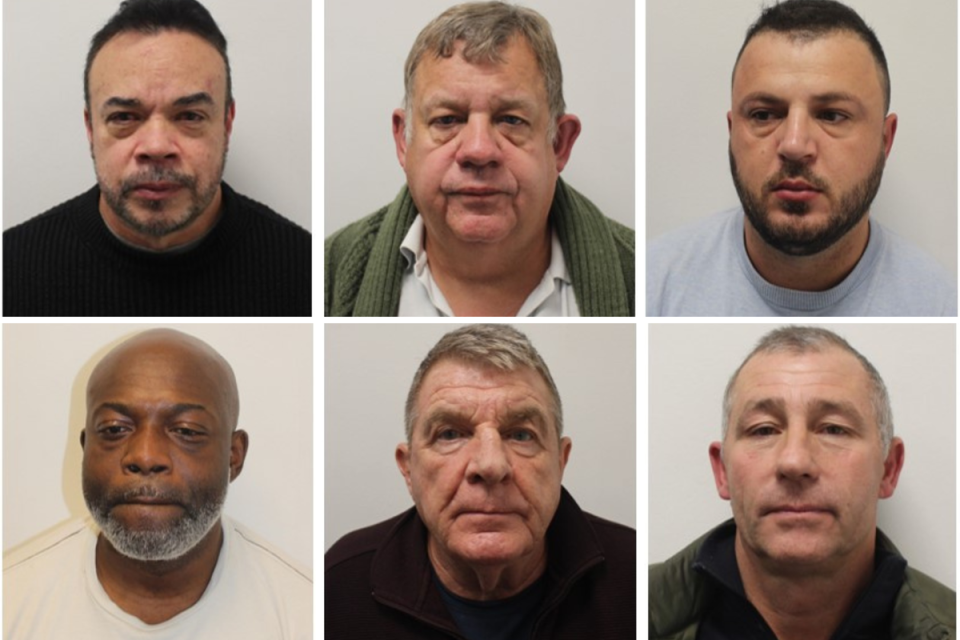 Clockwise from top left: Alexis Miranda, Nigel Rogers, Ermal Shtrezi, Daniel Oliver, Terence Allen, Frank Asante (Met Police)