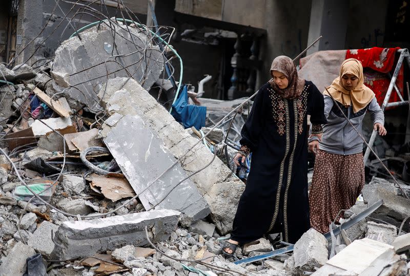 Aftermath of an Israeli strike in Rafah, in the southern Gaza Strip