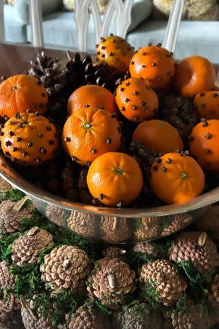 <p>Jenna Bush Hager/Instagram</p> Bush Hager put cloves in oranges as part of her DIY Christmas decorations this year.