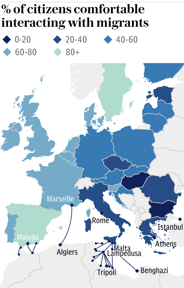 Immigrant relations map migrant immigration Europe Italy