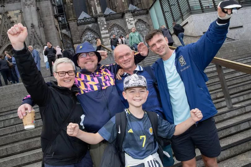 Liam, Gordon and Kerr Ireland, from Edinburgh, with Angela and Alex Torrance from Alloa