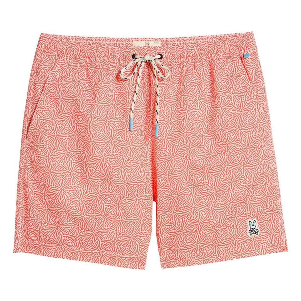 Coral Print Swim Trunks