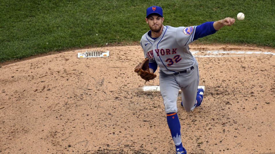 WASHINGTON, DC - SEPTEMBER 27: New York Mets starting pitcher Steven Matz (32) pitches during the New York Mets versus the Washington Nationals on September 27, 2020 at Nationals Park in Washington, D.C. (Photo by Mark Goldman/Icon Sportswire via Getty Images)