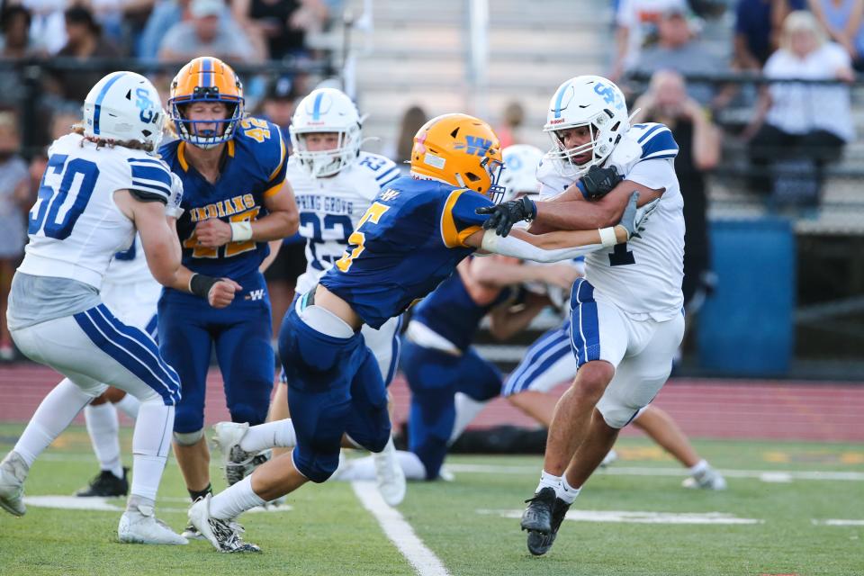 Action from Spring Grove vs. Waynesboro during a week one matchup at Waynesboro Area High School Friday, August 25, 2023. Waynesboro won, 21-3.