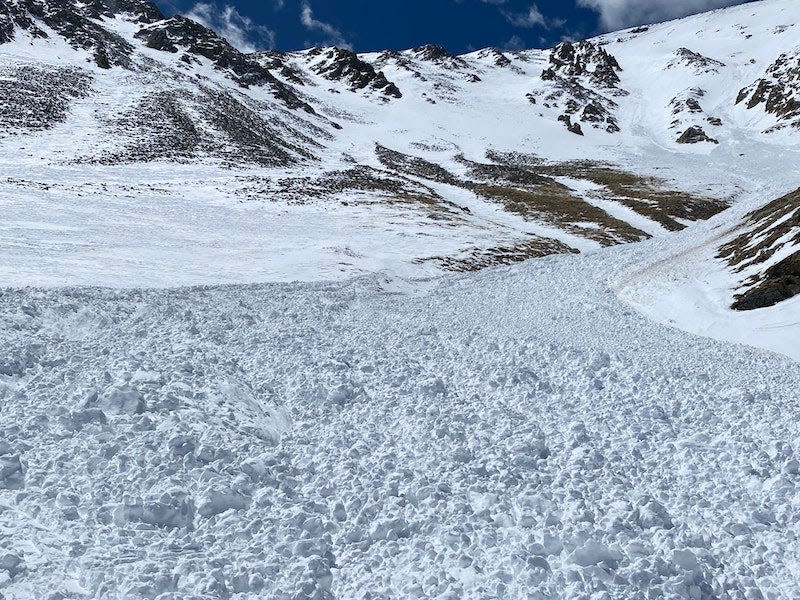 This is the avalanche that killed a solo skier April 29, 2023, near Breckenridge, Colo.