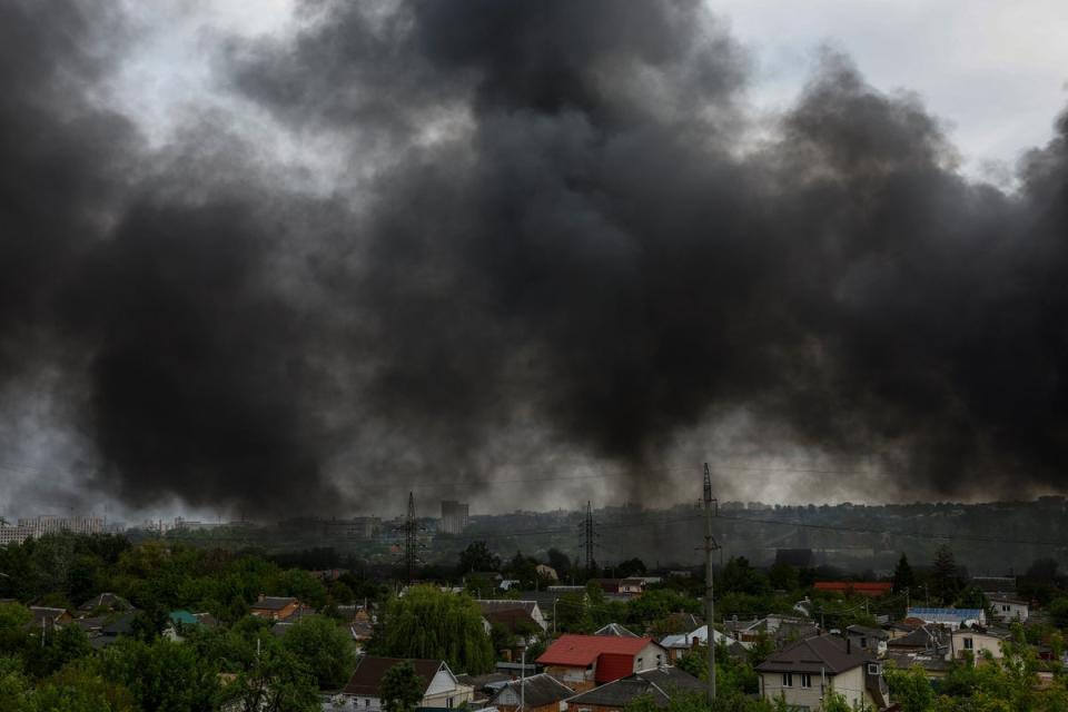 Smoke rises over Kharkiv after a Russian attack (REUTERS)