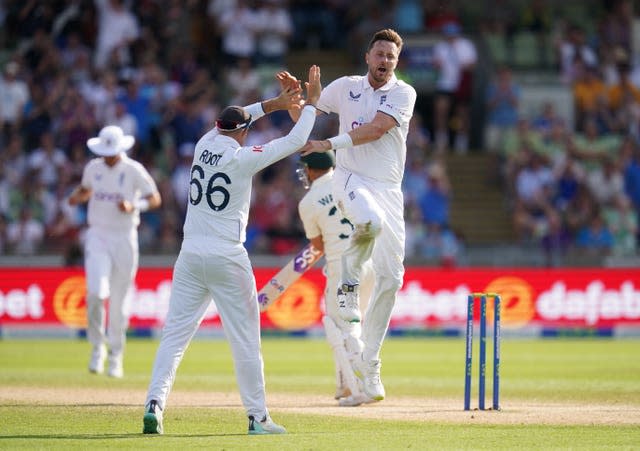 Ollie Robinson, right, snared David Warner (Nick Potts/PA)