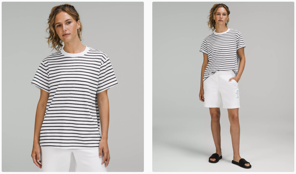 I've purchased the All Yours T-shirt in all of the staple colours, stripes and tie-dye iterations (Photos via Lululemon)