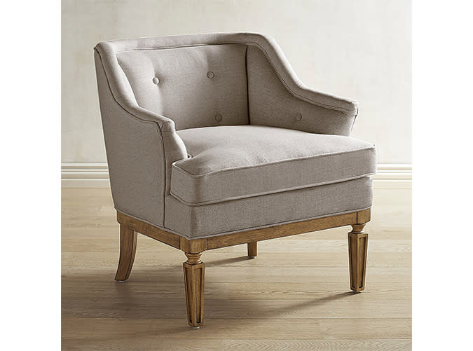 <p>The ultimate fancy lady boudoir chair (at a price we can swallow).</p> <p><a rel="nofollow noopener" href="http://www.pier1.com/magnolia-home-cotillion-flannel-chair/3261106.html?cgid=magnolia-home#nav=pdpcollectionlink&start=1&sz=134&showAll=134" target="_blank" data-ylk="slk:Cotillion Flannel Chair;elm:context_link;itc:0;sec:content-canvas" class="link "><em>Cotillion Flannel Chair</em></a><em> ($400)</em></p>