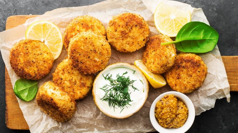 Crab cakes with lemon dill sauce