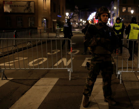 Police officer secures a street and the surrounding area after a shooting in Strasbourg, France, December 11, 2018. REUTERS/Vincent Kessler