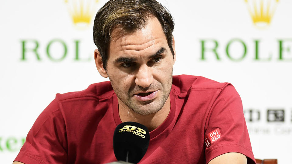 Roger Federer, pictured here talking to the media at the Shanghai Masters.