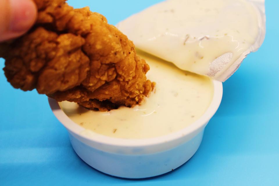 whataburger chicken tender dipped in ranch