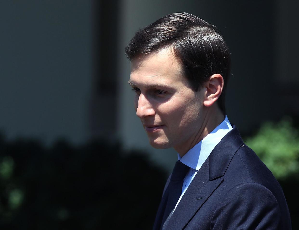 Jared Kushner attends a joint statement by US President Donald Trump and South Korean President Moon Jae-in in the Rose Garden: Getty
