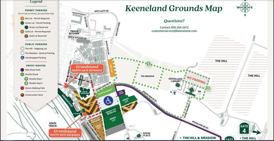 Keeneland has announced that paved row parking will require a paid permit this year due to construction. The Green and Gold lots will require parking permits. Handicap parking will remain free but is limited.