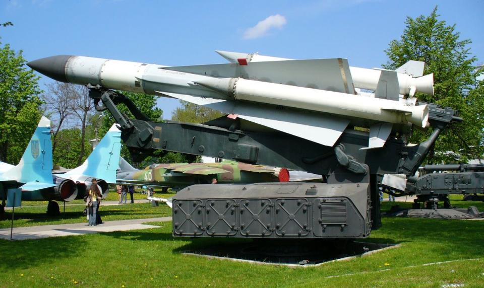 In an undated photo, S-200V launcher displayed in Military History Museum of the Air Forces of the Armed Forces of Ukraine in Vinnytsia, Ukraine. (George Chernilevsky/Wikimedia)