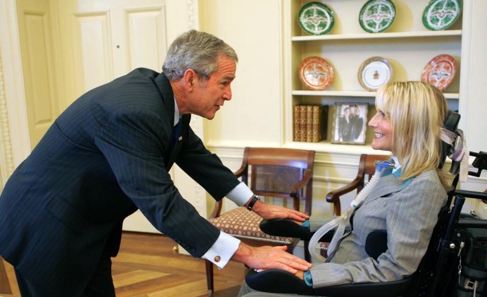 Then-President George Bush met with with Heather Grossman at the White House on Tuesday, Nov. 6, 2007.