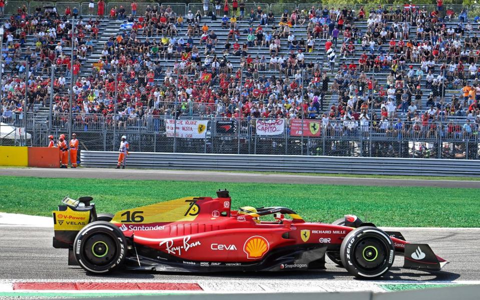 Formula One F1 - Italian Grand Prix - Autodromo Nazionale Monza, Monza, Italy - September 9, 2022 Ferrari's Charles Leclerc during practice - REUTERS