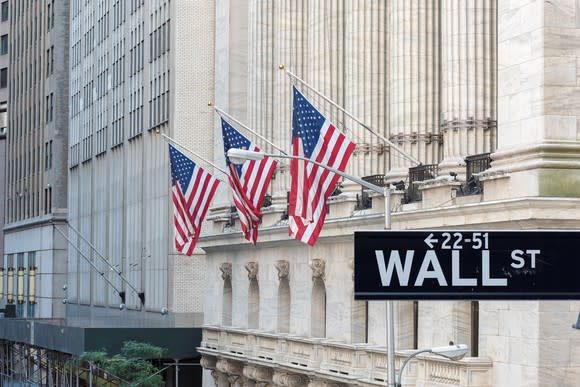 Wall Street with American Flags