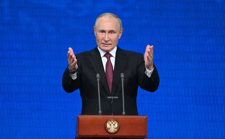 El presidente ruso, Vladimir Putin, en el Kremlin. (Grigory Sysoev, Sputnik, Kremlin Pool Photo via AP)