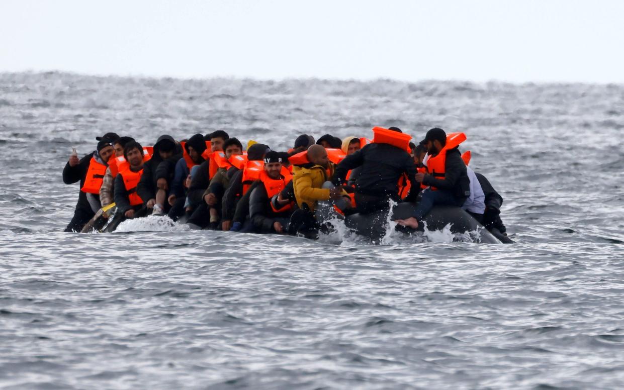 A migrant dinghy in the Channel on Tuesday as crossings continue