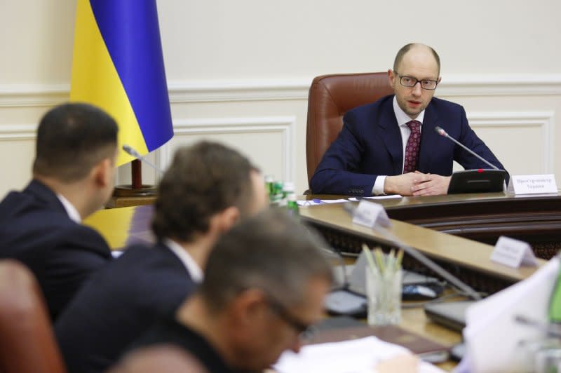 Ukrainian Prime Minister Arseniy Yatsenyuk holds a government meeting in Kiev on March 16, 2014. Ukraine held a referendum vote today on the status of Crimea and whether to give the land to Russia. File Photo by Ivan Vakolenko/UPI