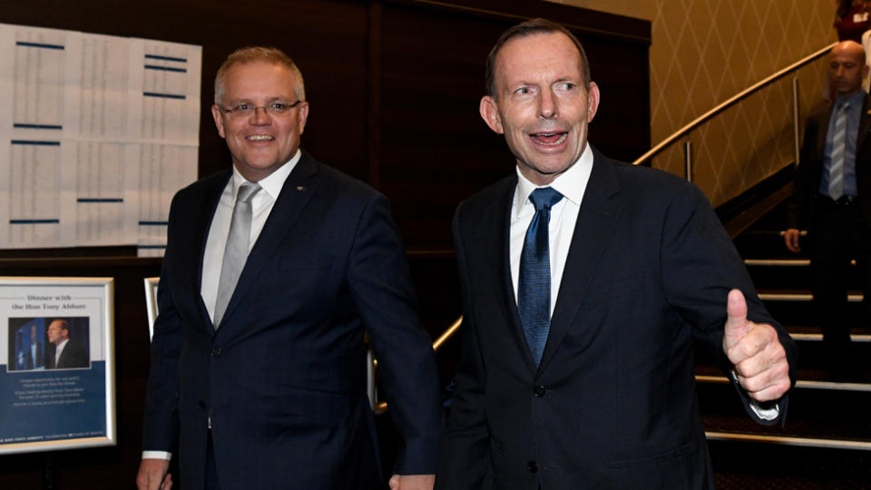 Scott Morrison (left) with Tony Abbott (right) 