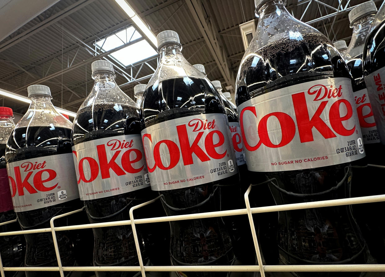 Bottles of Diet Coke are seen on display at a market in New York City, New York, U.S., June 28, 2023. REUTERS/Mike Segar
