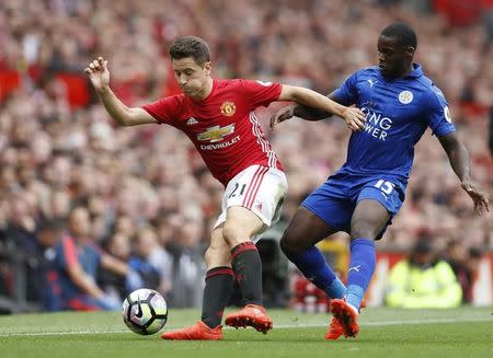 Britain Football Soccer - Manchester United v Leicester City - Premier League - Old Trafford - 24/9/16 Manchester United's Ander Herrera in action with Leicester City's Jeffrey Schlupp Action Images via Reuters / Carl Recine Livepic