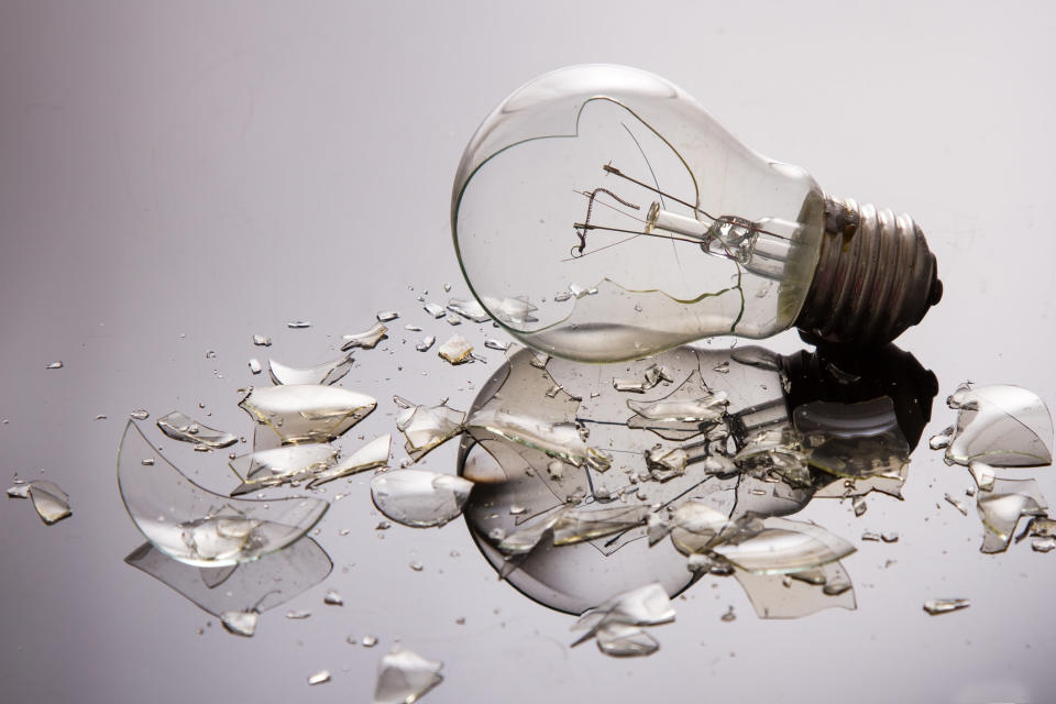 A broken lightbulb