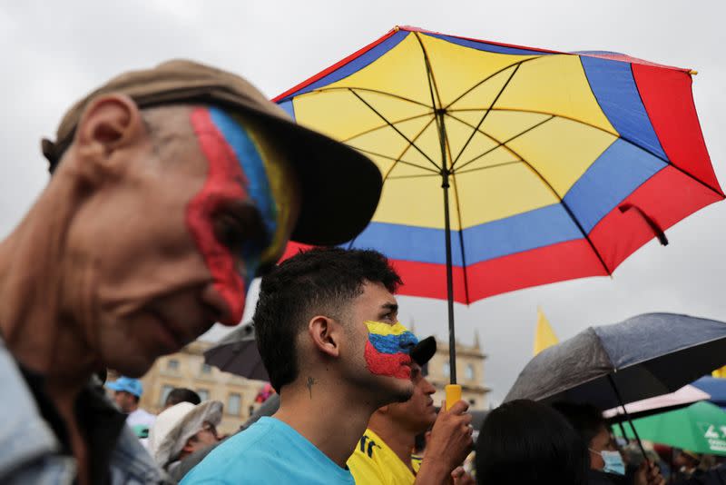 Protest against Colombian President Gustavo Petro's reforms in the health, retirement, employment and prison sectors, in Bogota