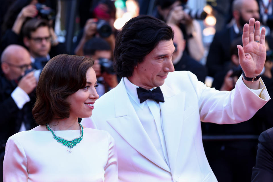 CANNES, FRANCE - MAY 16: (L-R) Aubrey Plaza and Adam Driver attend the 