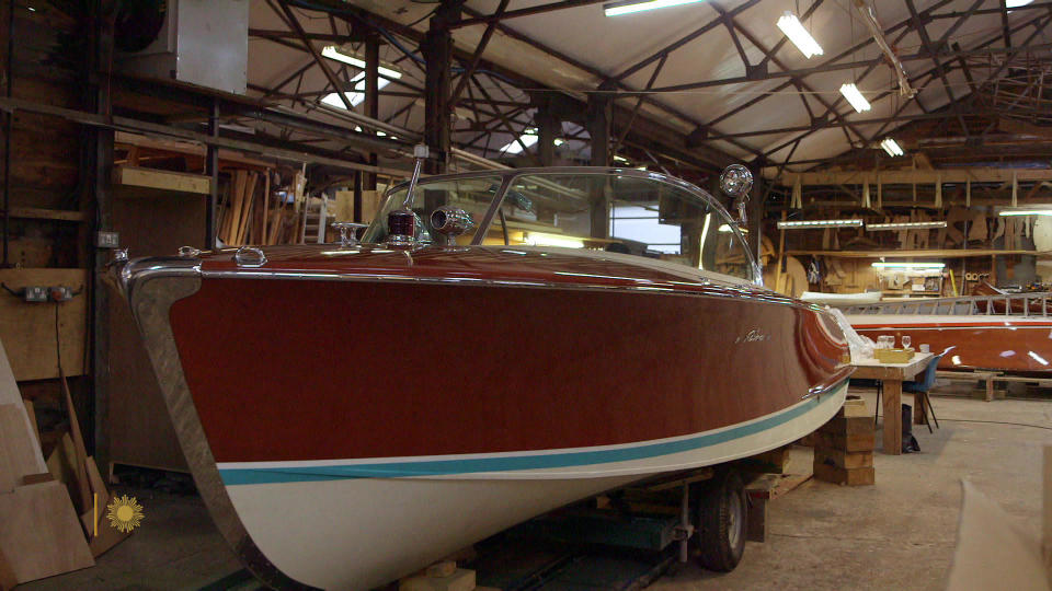 A 1963 Riva being restored at Peter Freebody & Co. boatbuilders outside London.  / Credit: CBS News