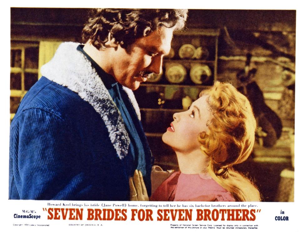 A front-of-house or lobby card for the film in which she played Howard Keel’s bride - LMPC via Getty Images