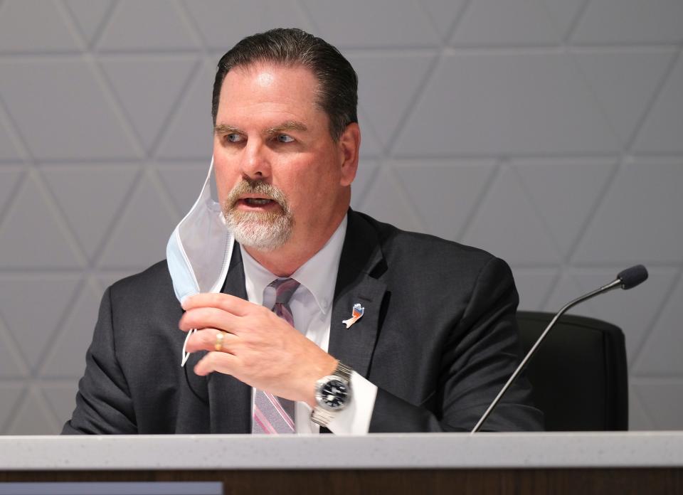 Sean McDaniel during the Oklahoma City Public School Board meeting Monday, April 12, 2021.