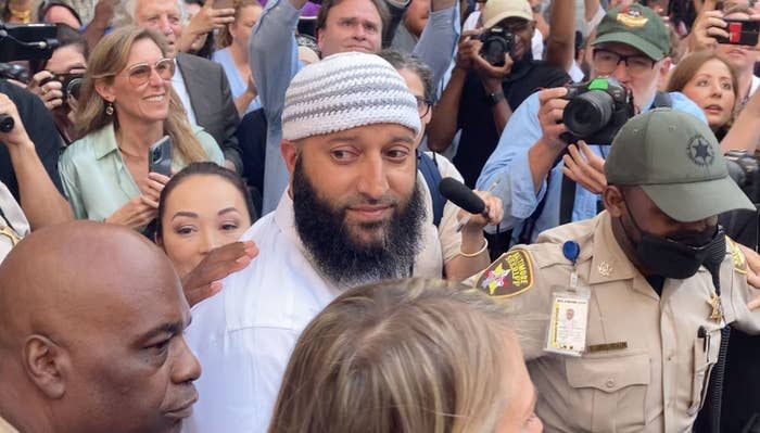 Adnan Syed leaves the courthouse after being released from prison on Sept. 19, 2022, in Baltimore.