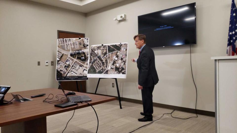 District Attorney Ernie Lee uses maps to explain the incident on Nov. 8.