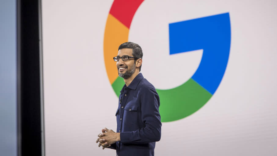  Google CEO Sundar Pichai at the Cloud Next '18 event in San Francisco, California, on Tuesday, July 24, 2018. 