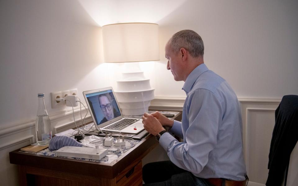 Gordon Rayner does a covid test via video link before travelling back to London from Lisbon - Geoff Pugh for The Telegraph 