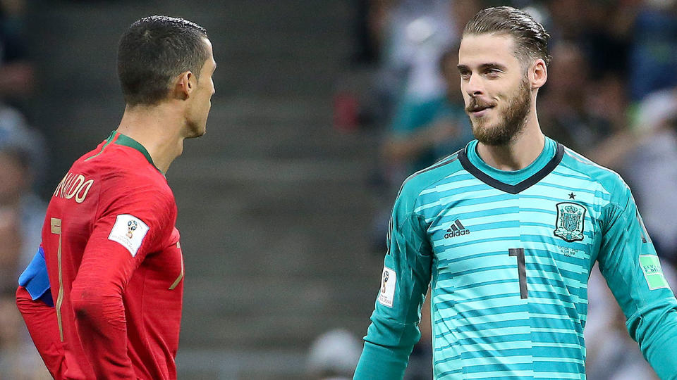 De Gea tried his best to put off the star striker. Pic: Getty