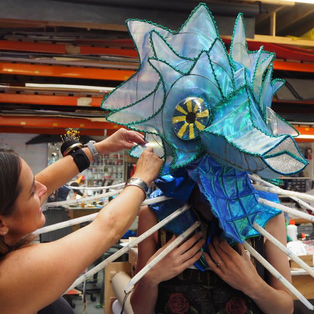 The design team do fittings with stunt doubles to keep the celebrity contestants' identities private (Photo: Sarah Mead/Plunge Creations)