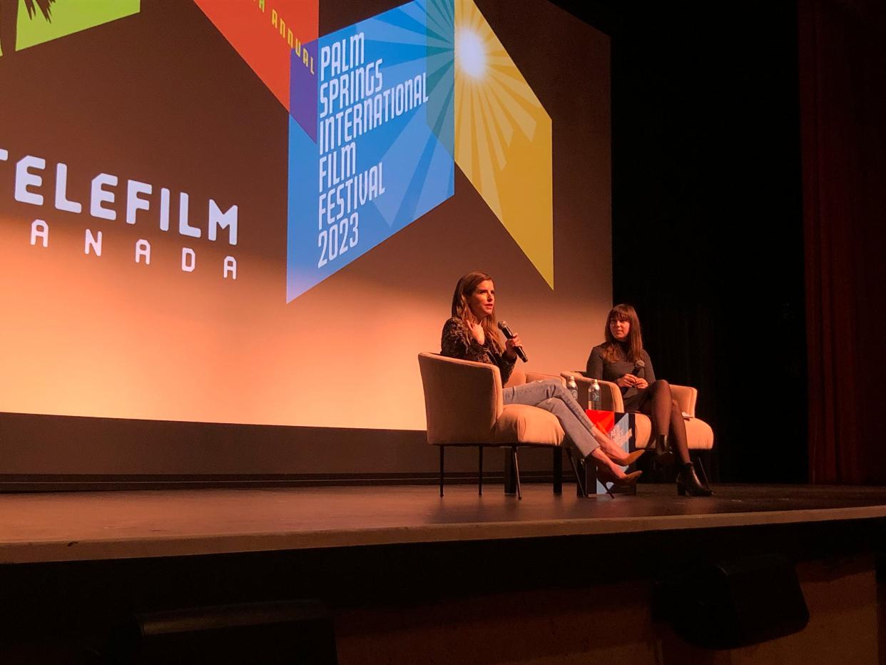Actress Anna Kendrick answers questions at a Talking Pictures screening of her new film "Alice, Darling" Saturday, Jan. 14, 2023, at the Annenberg Theater during the Palm Springs International Film Festival. The Q&A was moderated by Desert Sun reporter Ema Sasic.