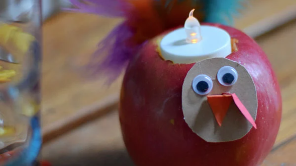 turkey crafts turkey apple candle holder